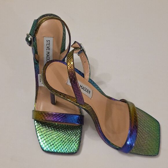 BRAND NEW STEVE MADDEN BETTHANY MULTI SNAKE STILETTO HEEL with ANKLE STRAP - Picture 15 of 16